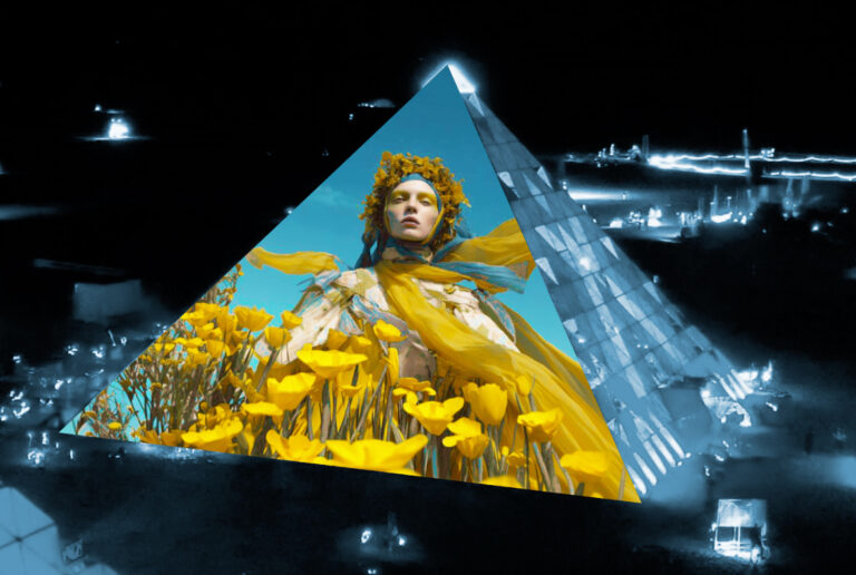 На головній піраміді Burning Man засяяли символи України, яке створили у межах освітнього проєкту “Скарб”